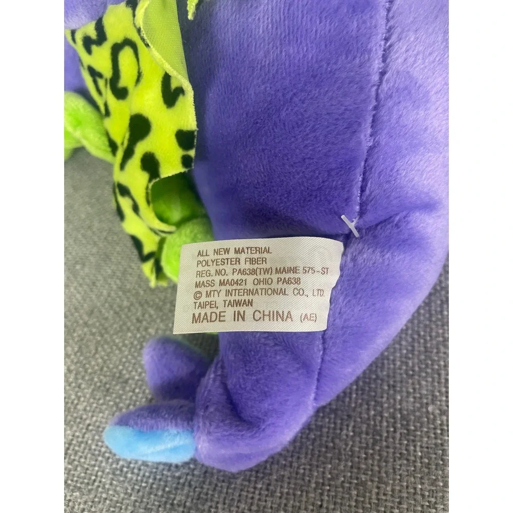 Dan Dee Purple Dinosaur Plush Neon Green Leopard Print Tank Top Interactive Toy